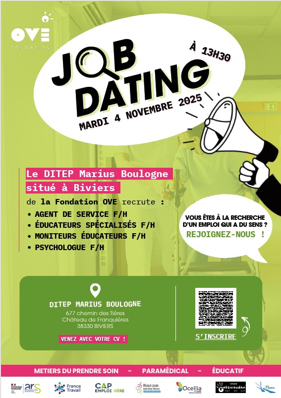 Affiche du Job Dating – DITEP Marius Boulogne – 4 novembre 2025 à 13h30 – Biviers
