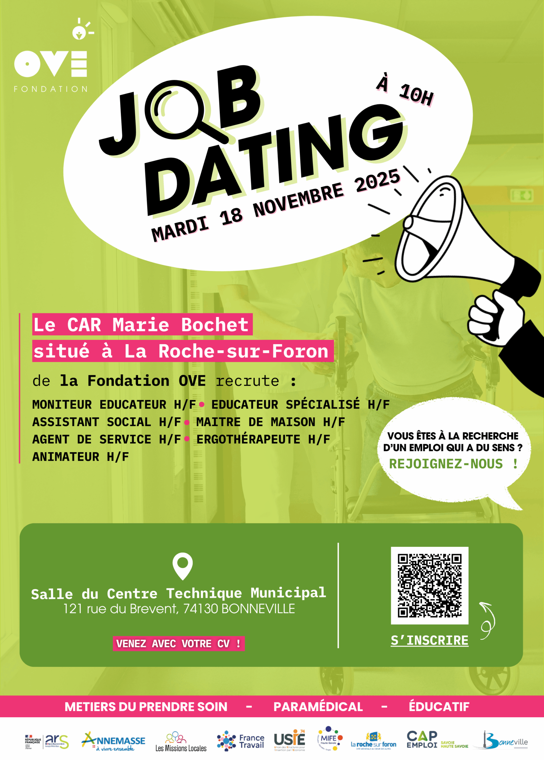 Affiche du Job Dating – CAR Marie Bochet – 18 novembre 2025 à 10h – Bonneville